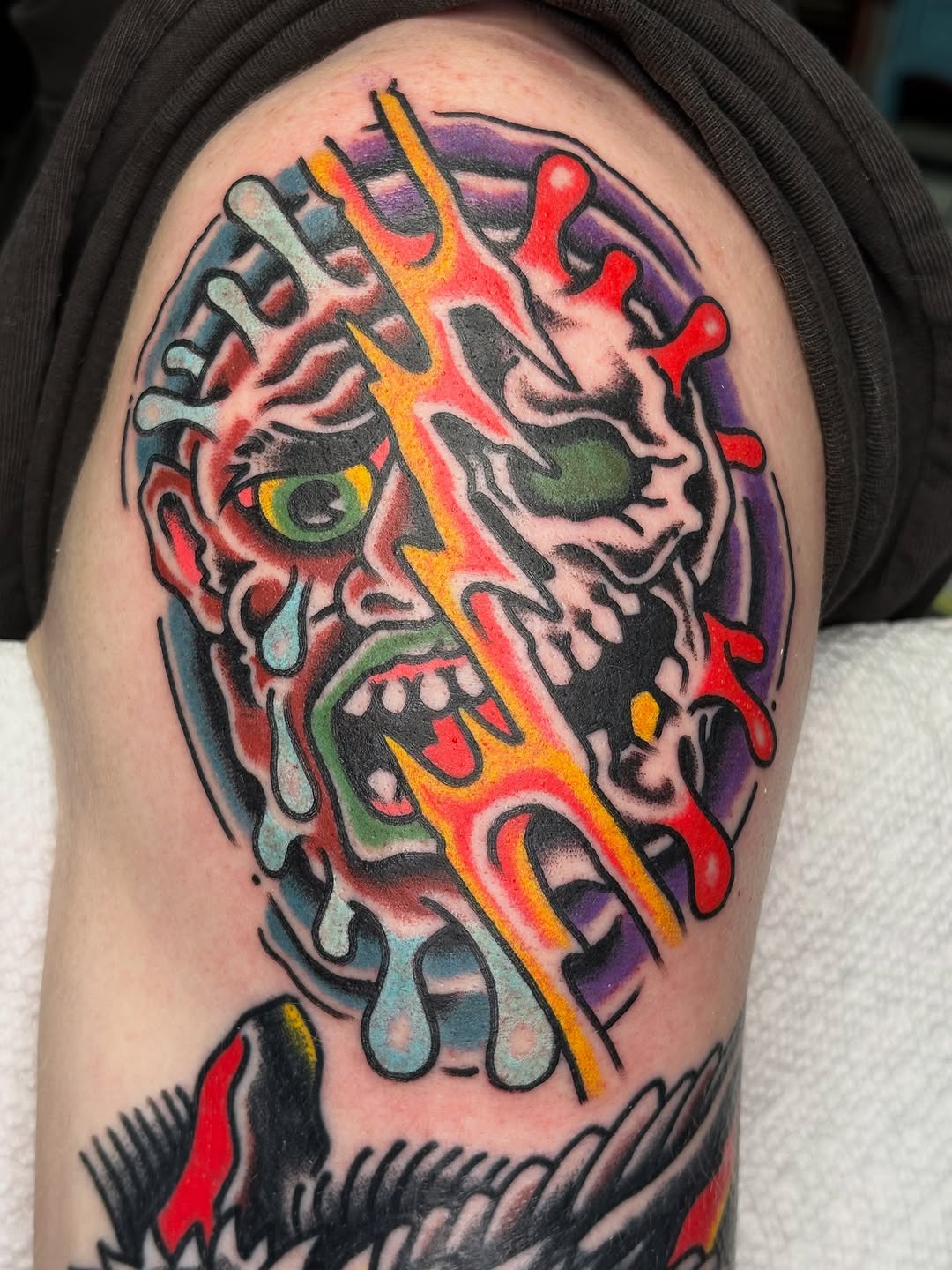 Tattoo by @andrewsilvatattoo — new_school, trash_polka