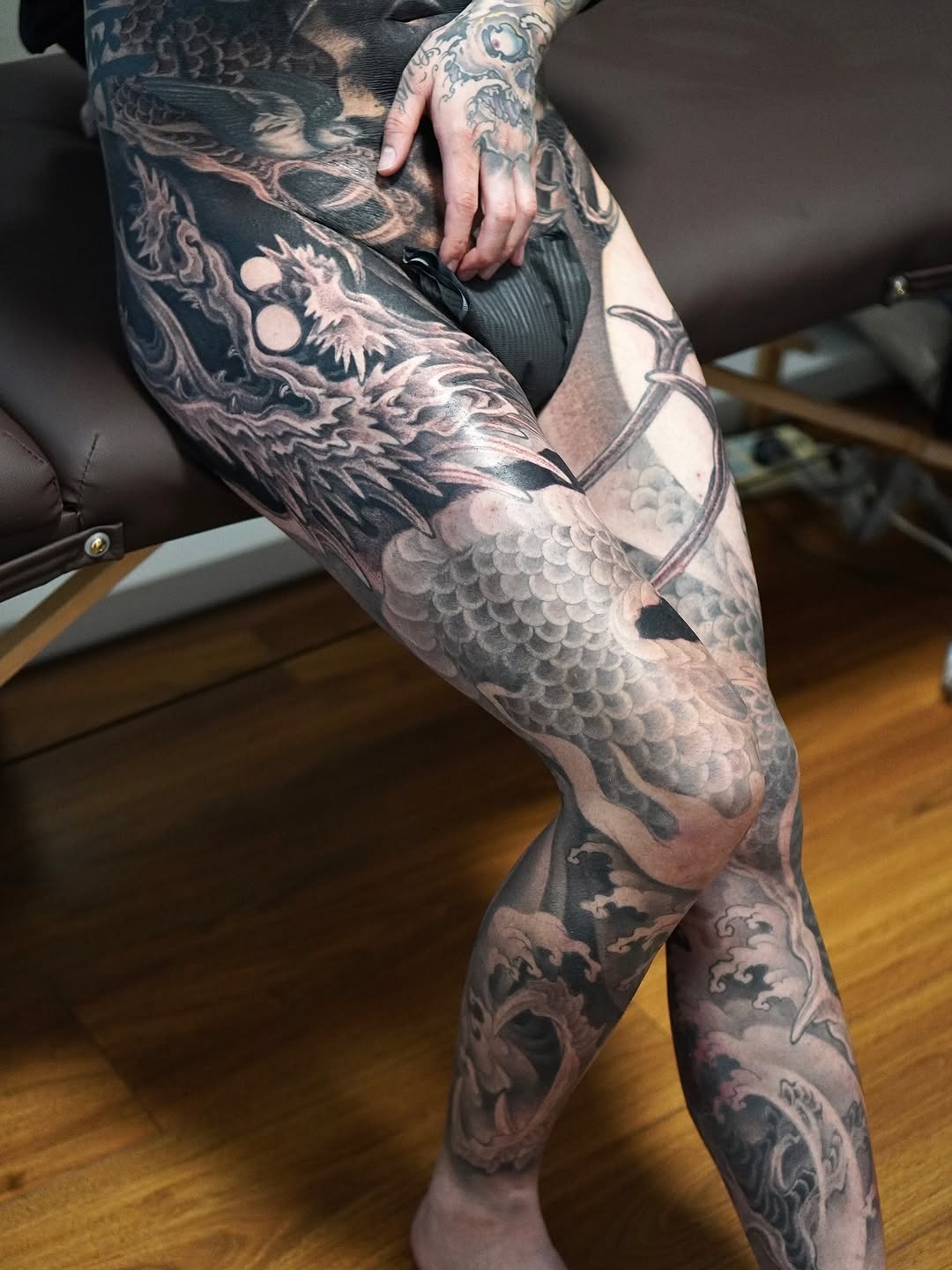 Tattoo by @xuruitattoo — japanese_irezumi, black_and_grey
