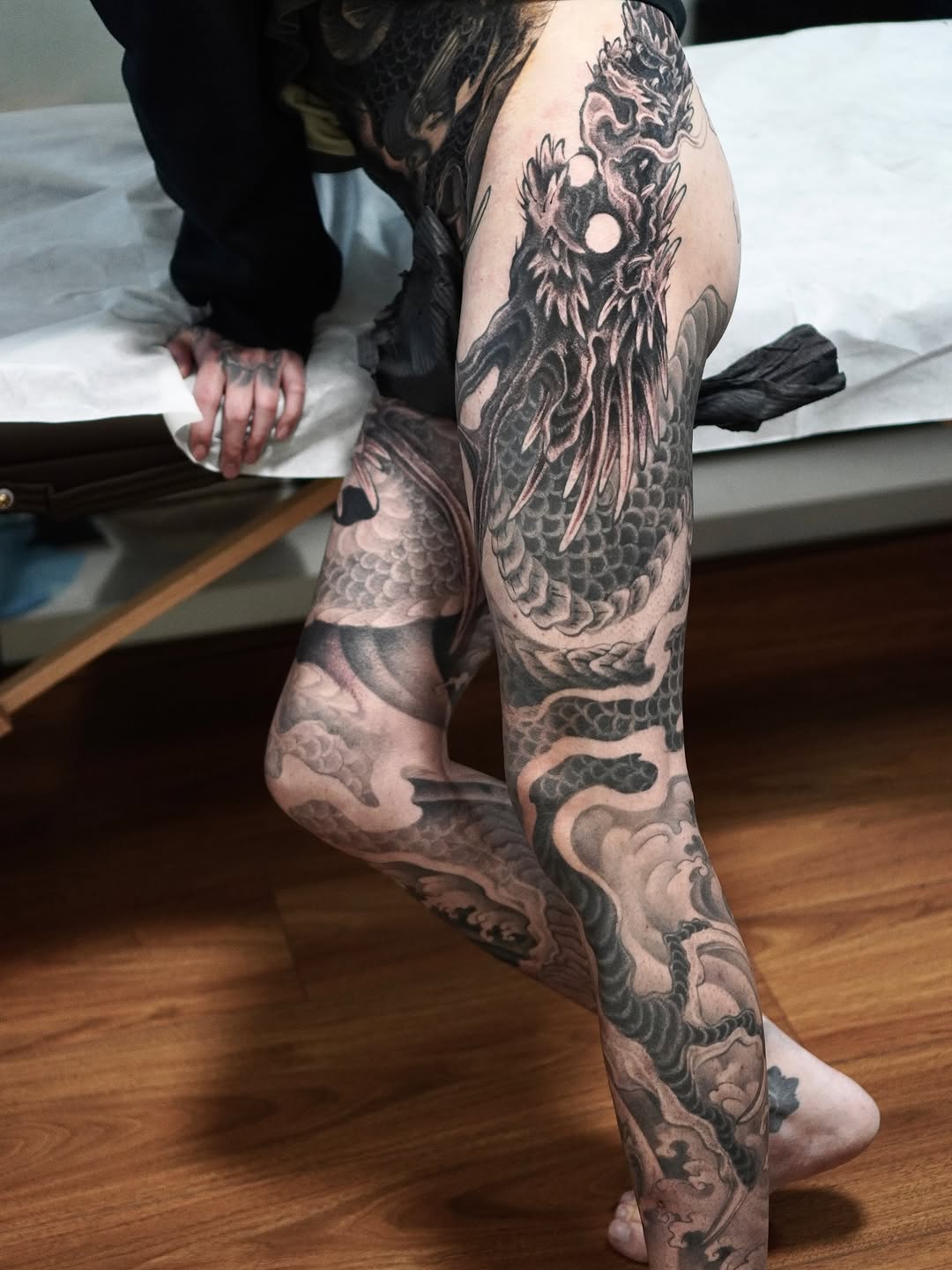 Tattoo by @xuruitattoo — japanese_irezumi, black_and_grey