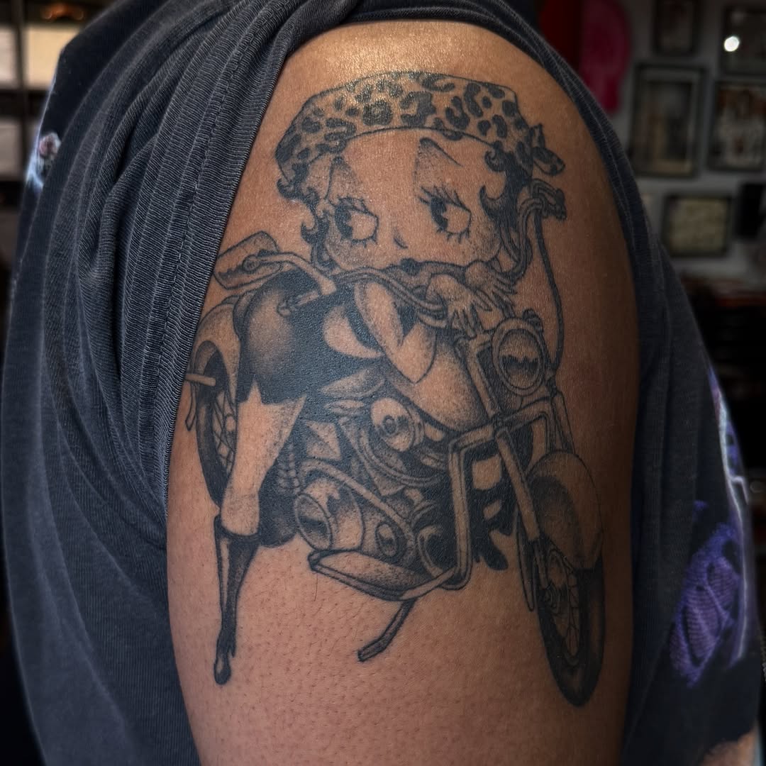 Tattoo by @wolfhazel — new_school, black_and_grey