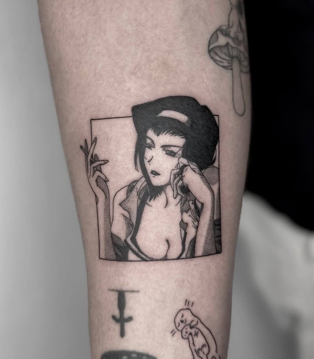 Tattoo by @a.ink.tattoo_leo — anime, black_and_grey
