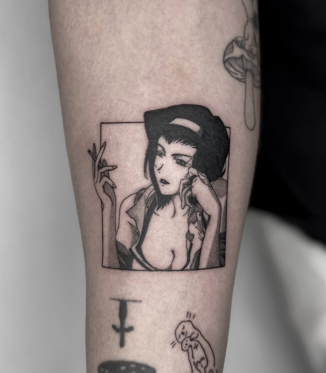Tattoo by @a.ink.tattoo_leo — anime, black_and_grey