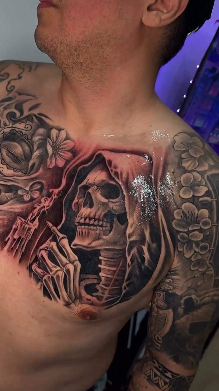 Tattoo by @artofshadow โ dark_realism, black_and_grey