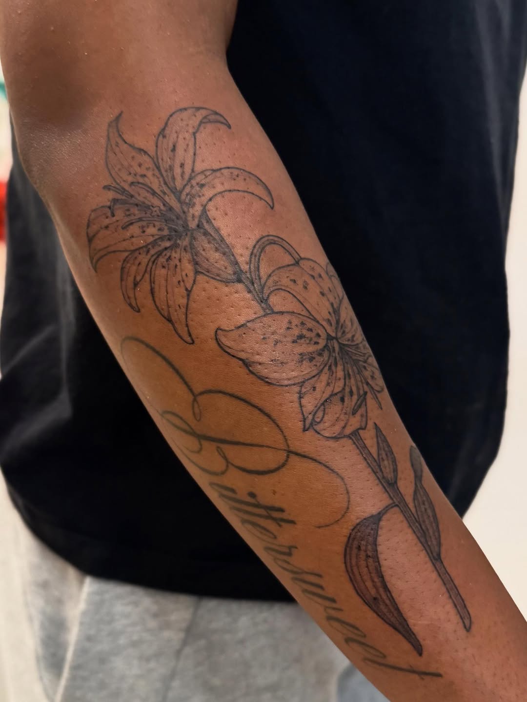 Tattoo by @liannadefleur โ black_and_grey, lettering_script