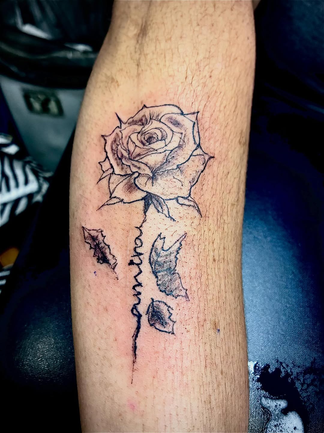Tattoo by @mx.sweetteetatts — illustrative, lettering_script