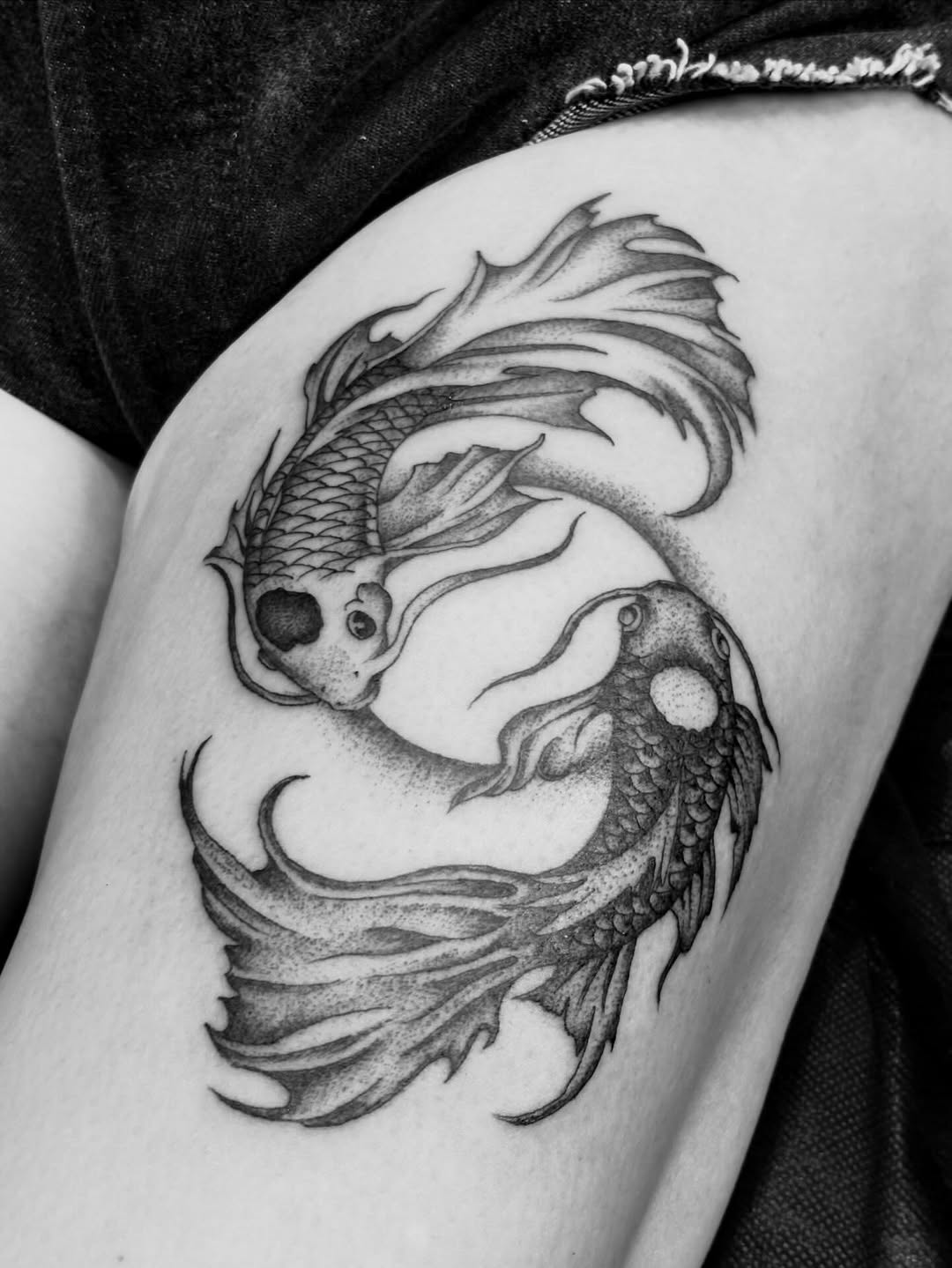 Tattoo by @nickrodintattoo — dotwork, black_and_grey