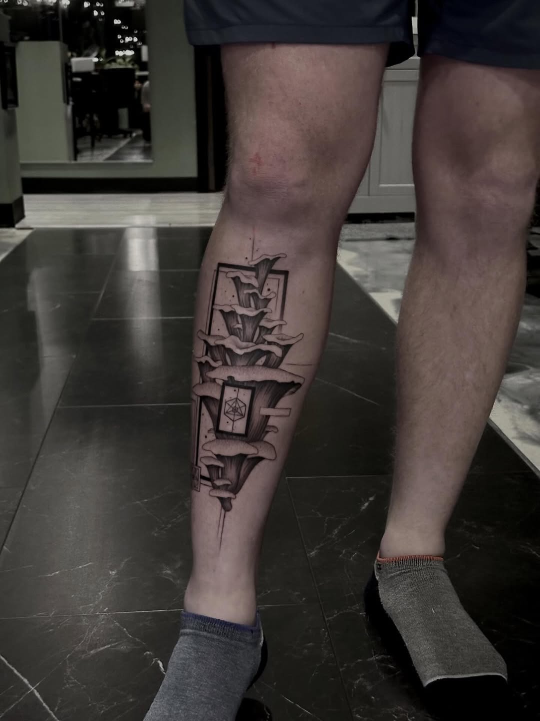 Tattoo by @beholds_ โ black_and_grey, geometric
