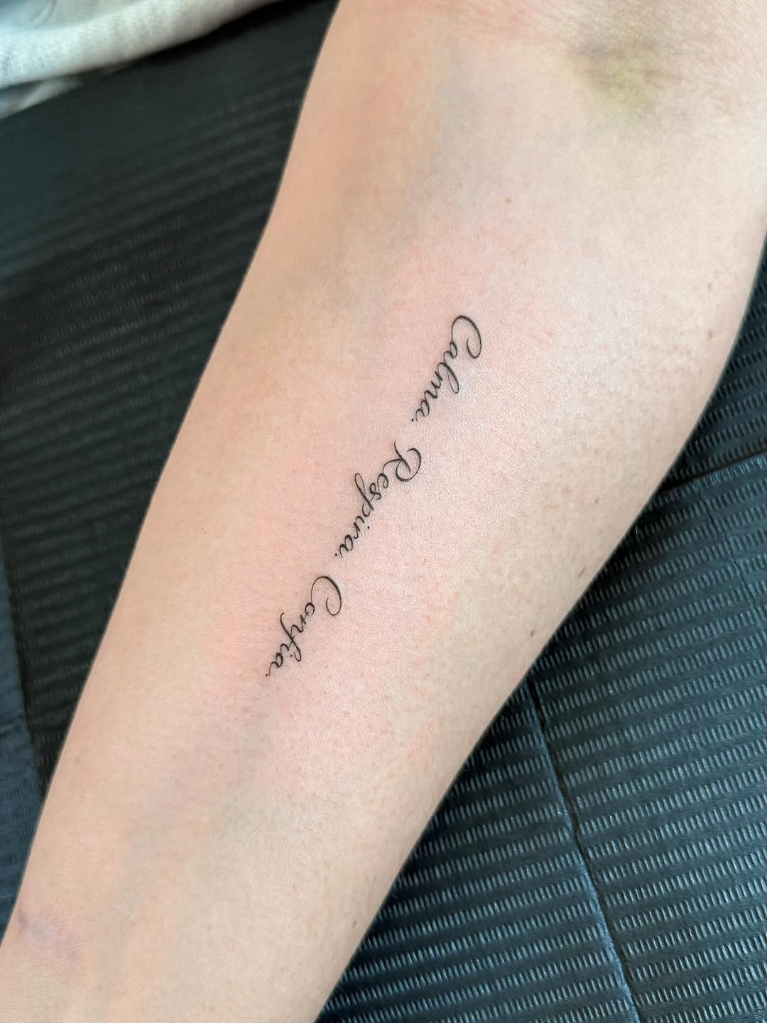 Tattoo by @catmorfin.tattoo — lettering_script, fine_line