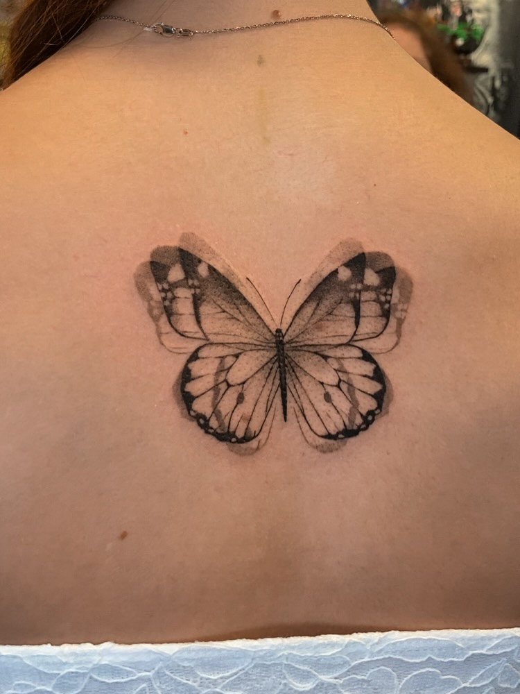 Tattoo by @catmorfin.tattoo — fine_line, black_and_grey
