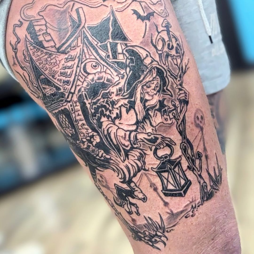 Tattoo by @casey_tuttle.art — blackwork, illustrative
