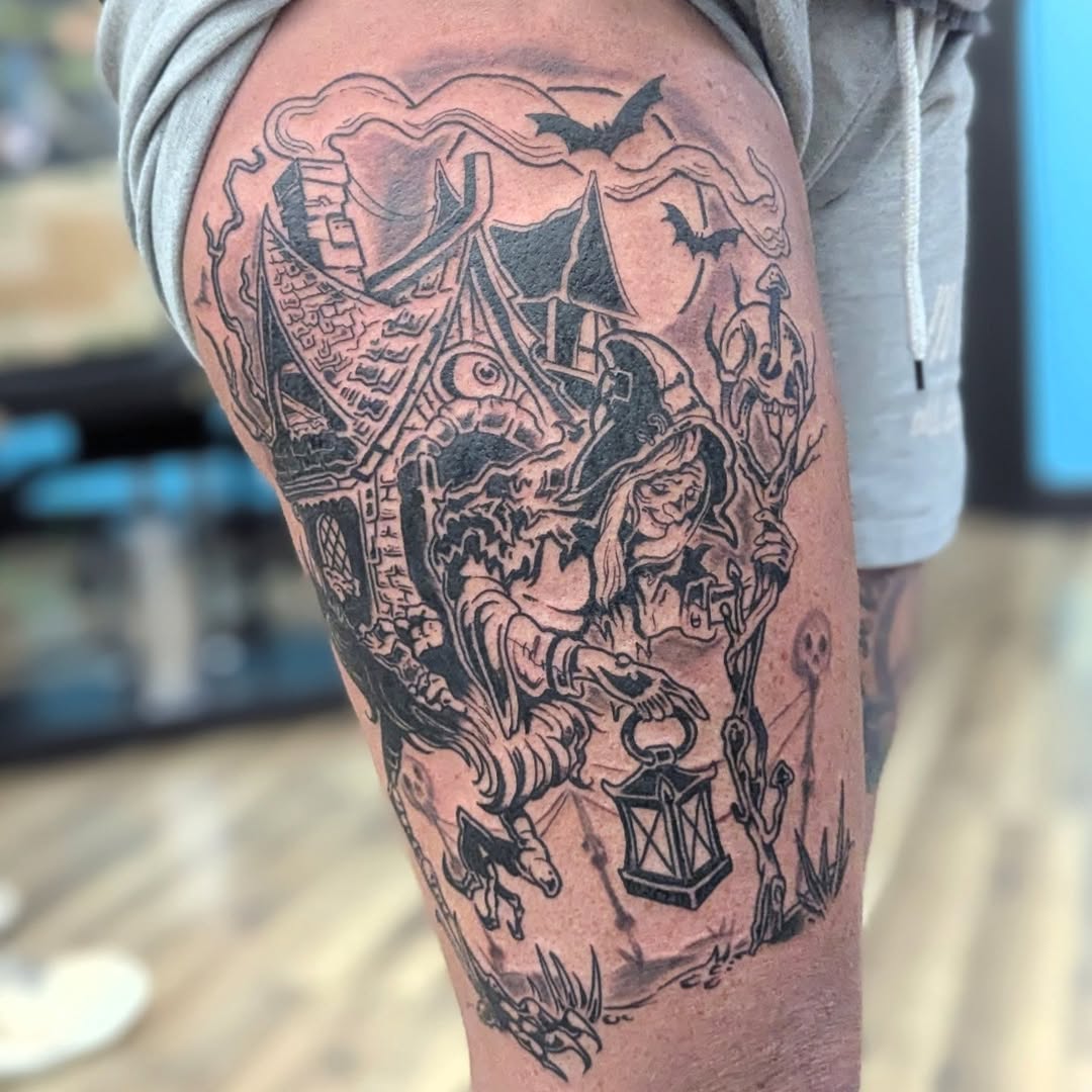 Tattoo by @casey_tuttle.art — new_school, black_and_grey