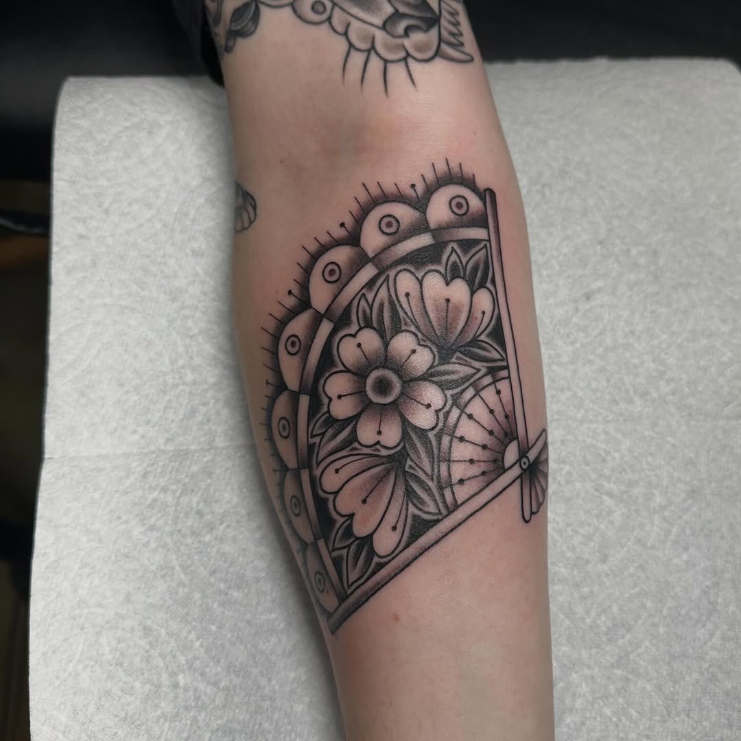 Tattoo by @gravestattooer — black_and_grey, ornamental