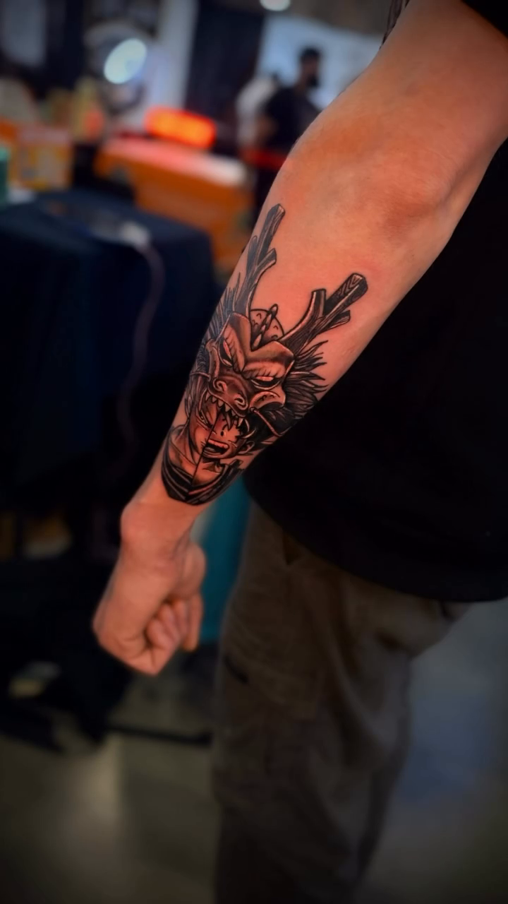 Tattoo by @inkgawd — japanese_irezumi, black_and_grey