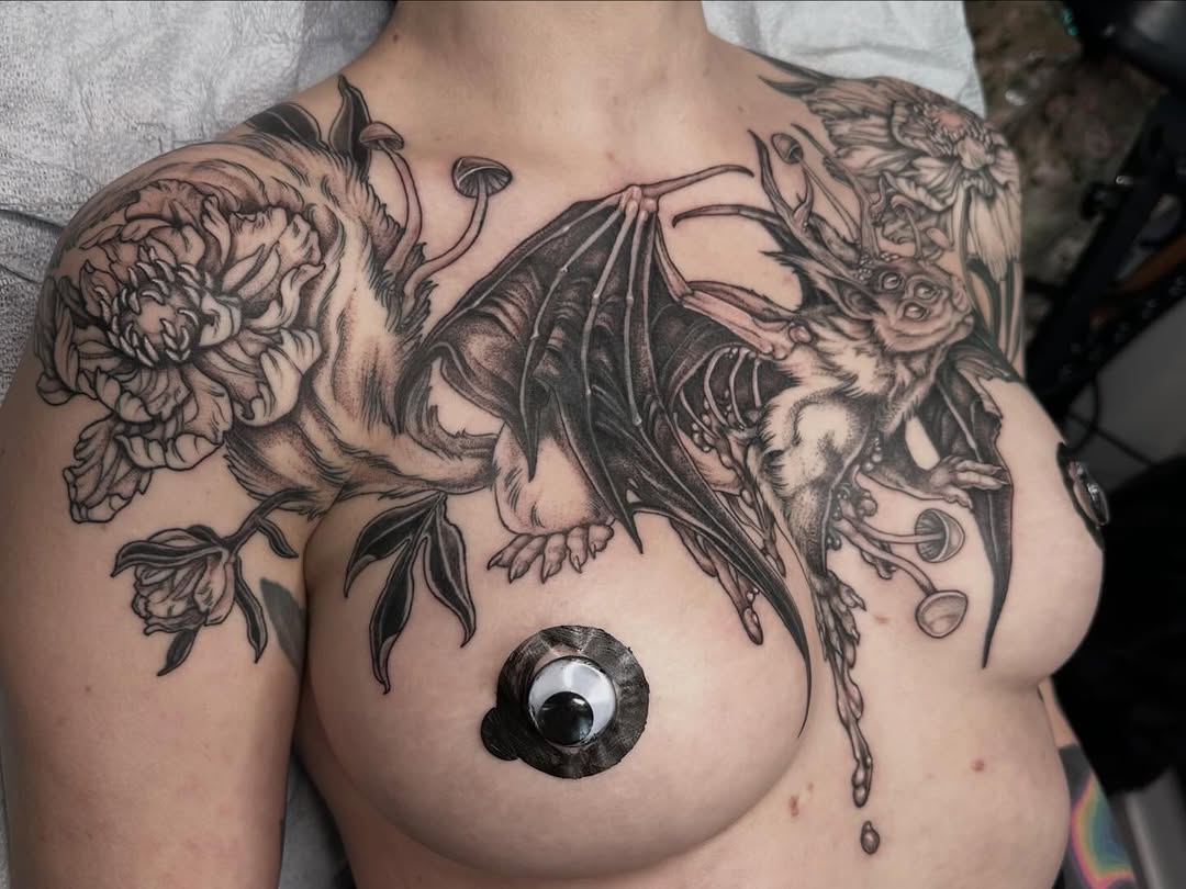 Tattoo by @creature_tattooer — black_and_grey, illustrative
