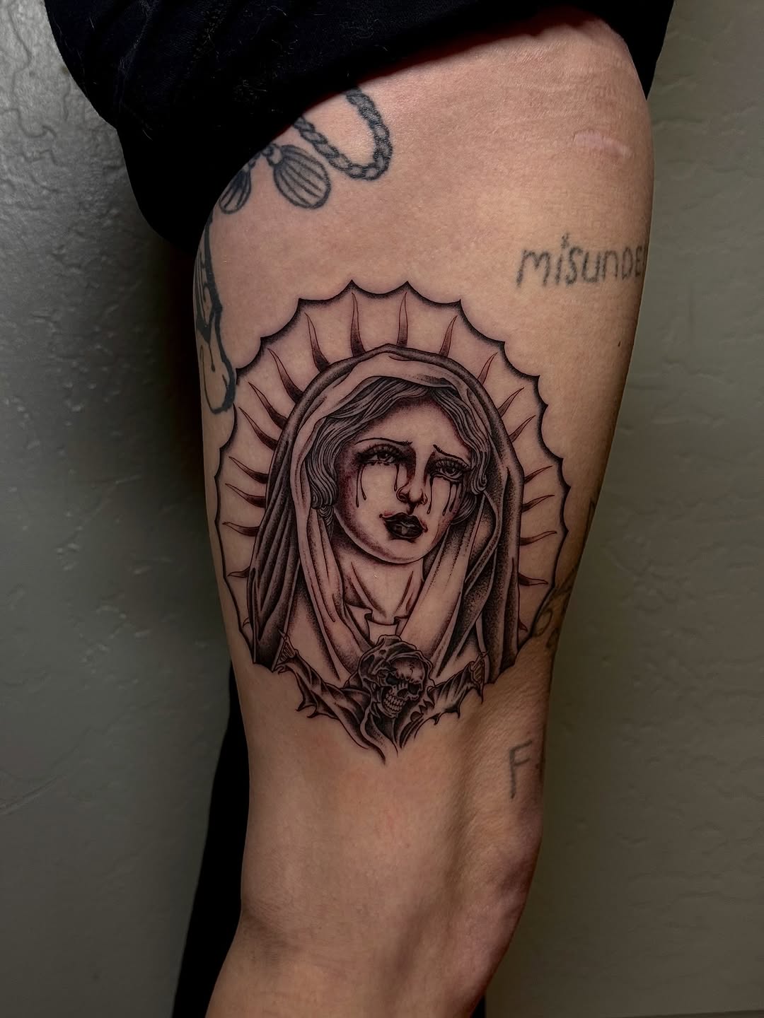 Tattoo by @mattytattsaz — chicano, black_and_grey