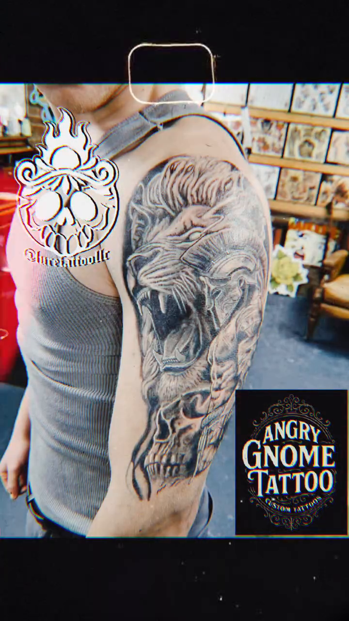 Tattoo by @angrygnometattoo — realism, black_and_grey
