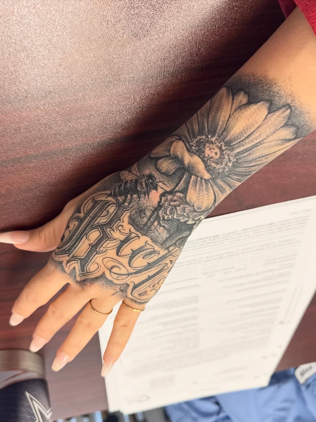 Tattoo by @cesarbee — black_and_grey, lettering_script