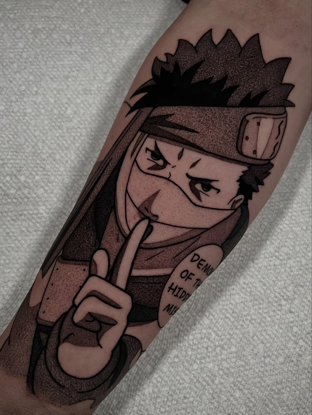 Tattoo by @bingtattoos — anime, black_and_grey
