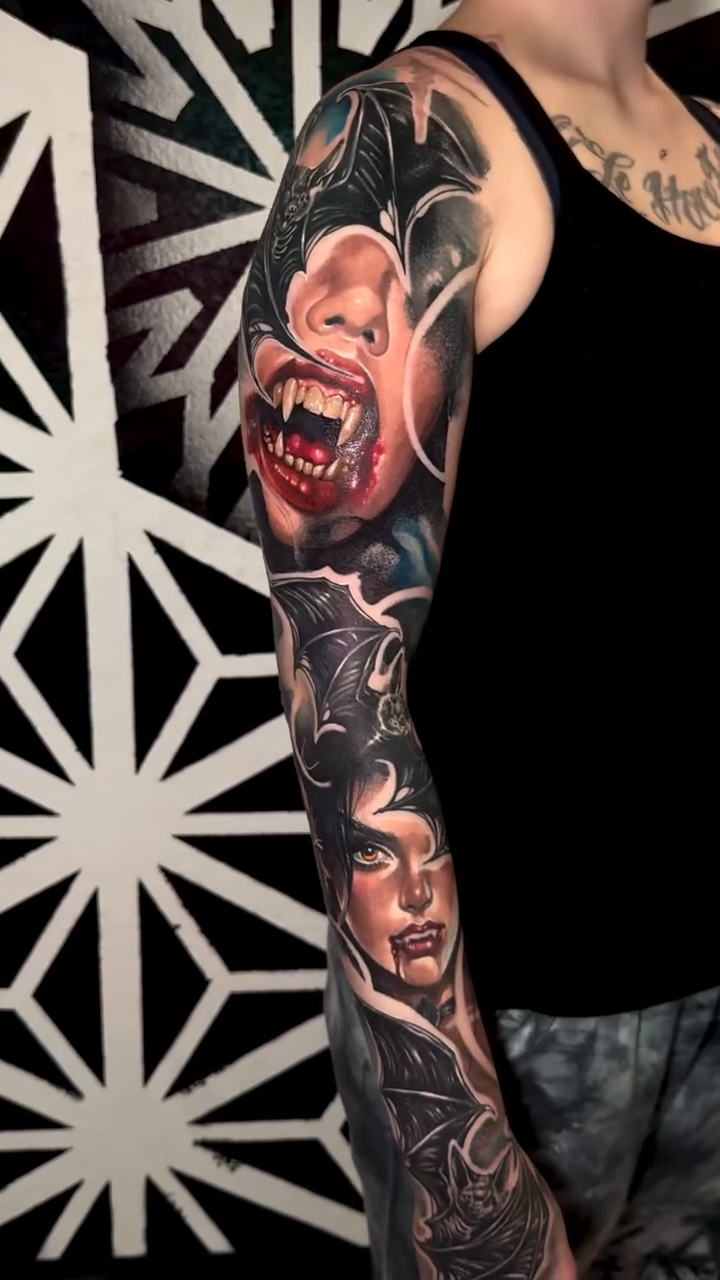 Tattoo by @danaratattoos — dark_realism, black_and_grey
