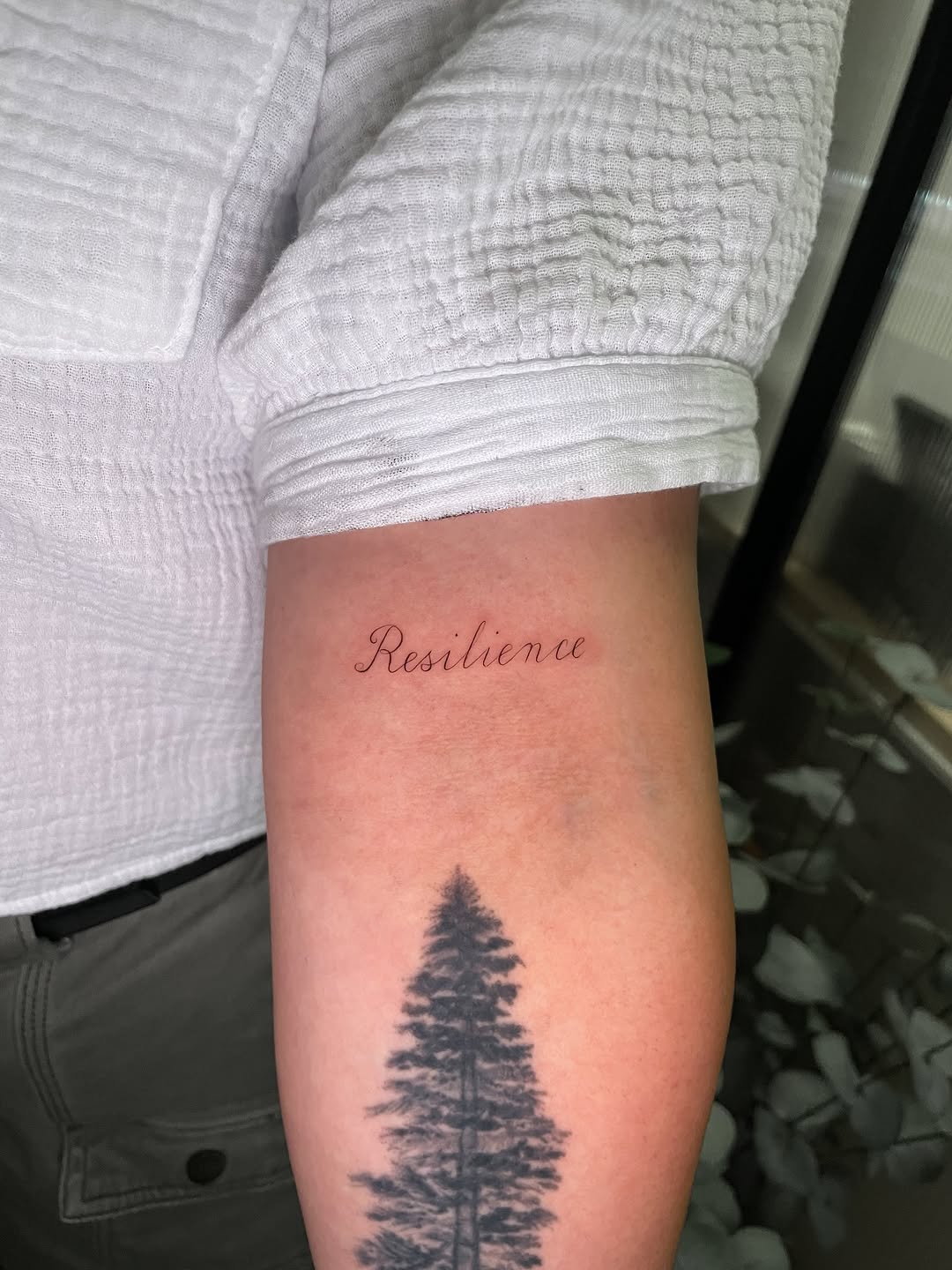 Tattoo by @sayhello.ink โ lettering_script, black_and_grey