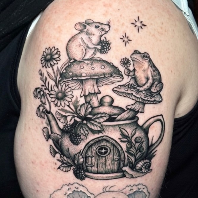 Tattoo by @luckyseventattoos — realism, black_and_grey