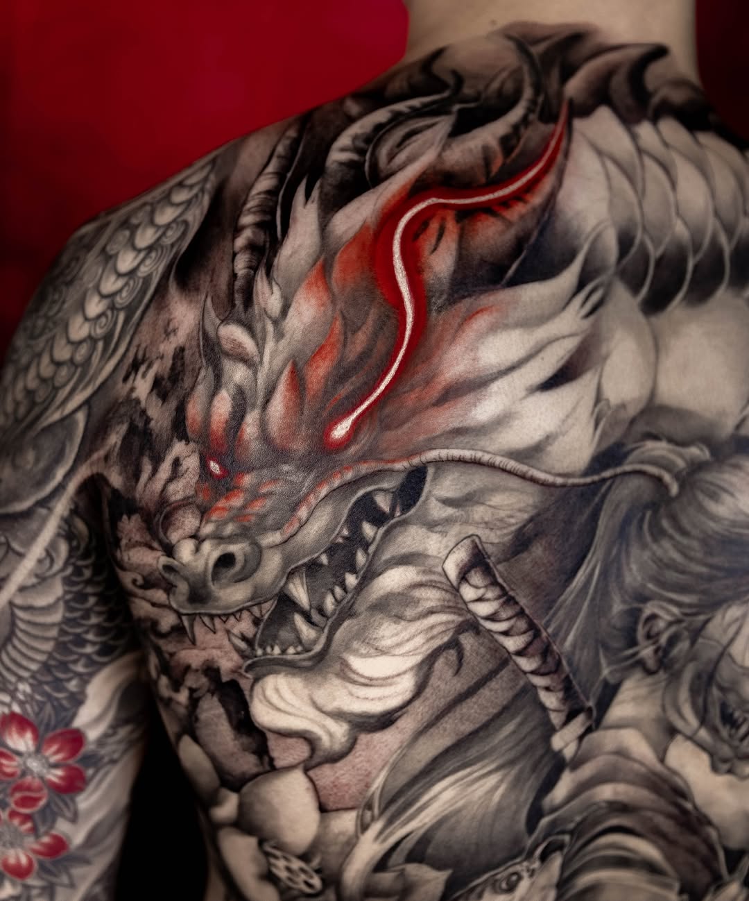 Tattoo by @1kc_laurenbeee β japanese_irezumi, black_and_grey