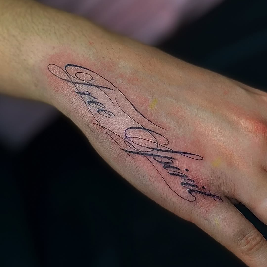 Tattoo by @shortkingtattoo β lettering_script, fine_line