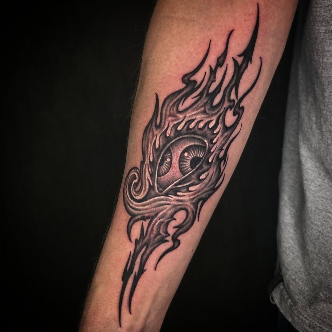 Tattoo by @junkyardyouth — black_and_grey, dark_realism