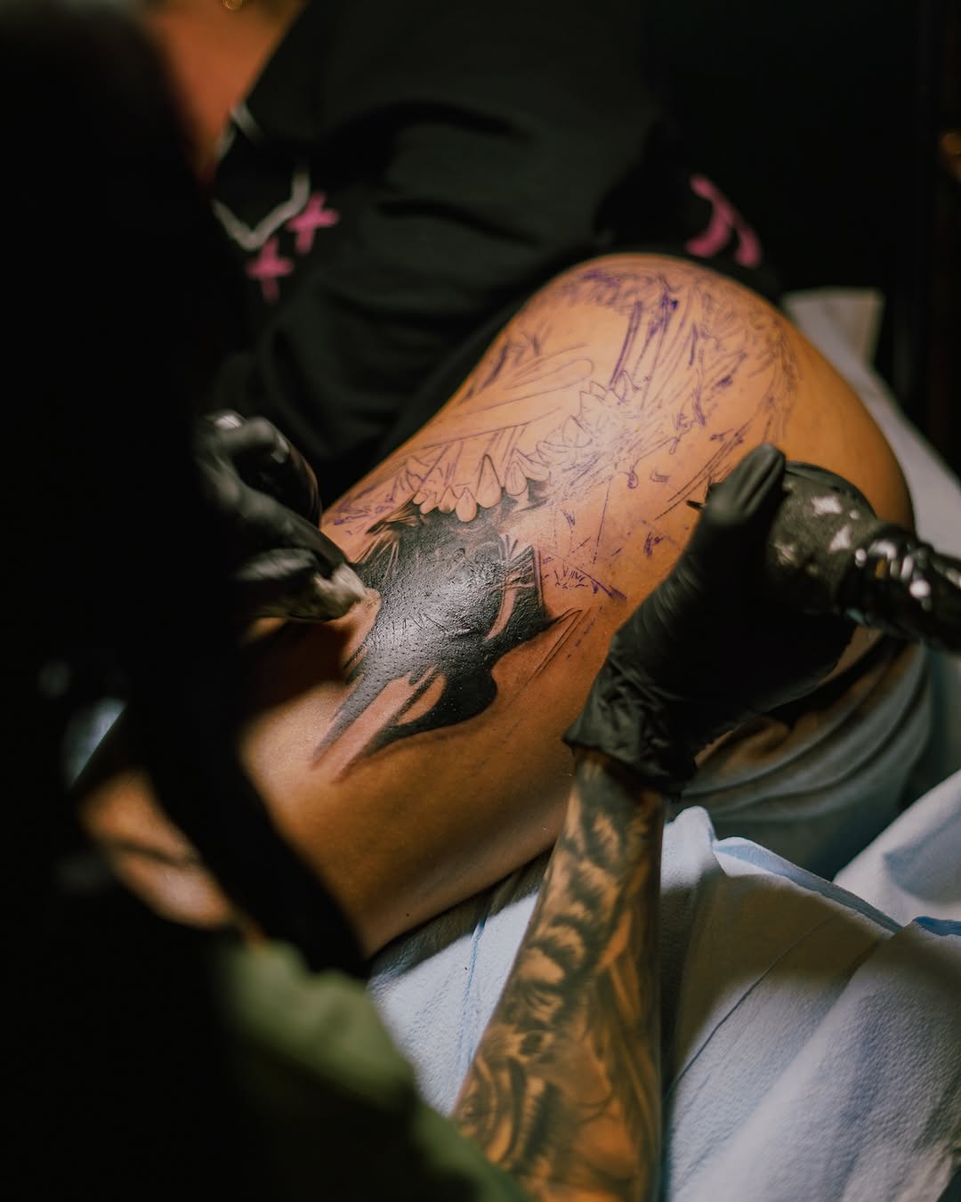 Tattoo by @tinatattooz โ blackwork, illustrative