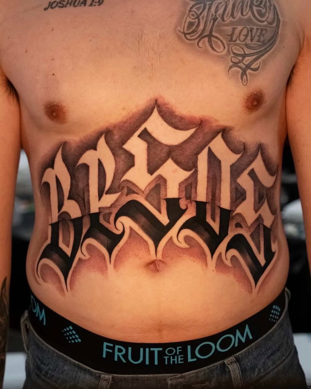 Tattoo by @trustydizon — lettering_script, black_and_grey