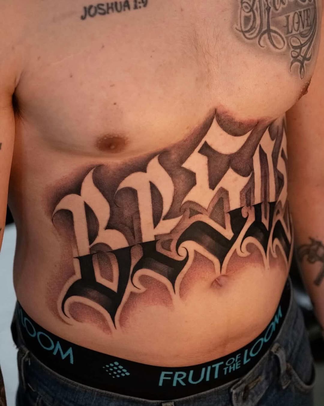 Tattoo by @trustydizon — lettering_script, blackwork