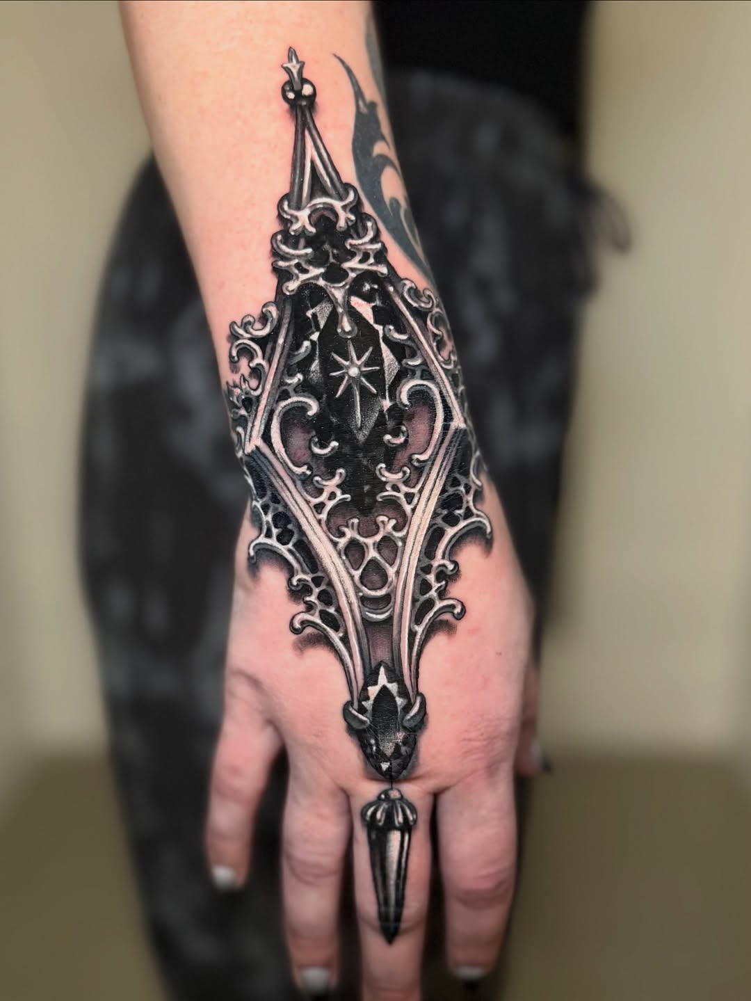Tattoo by @emlectric_ — black_and_grey, ornamental