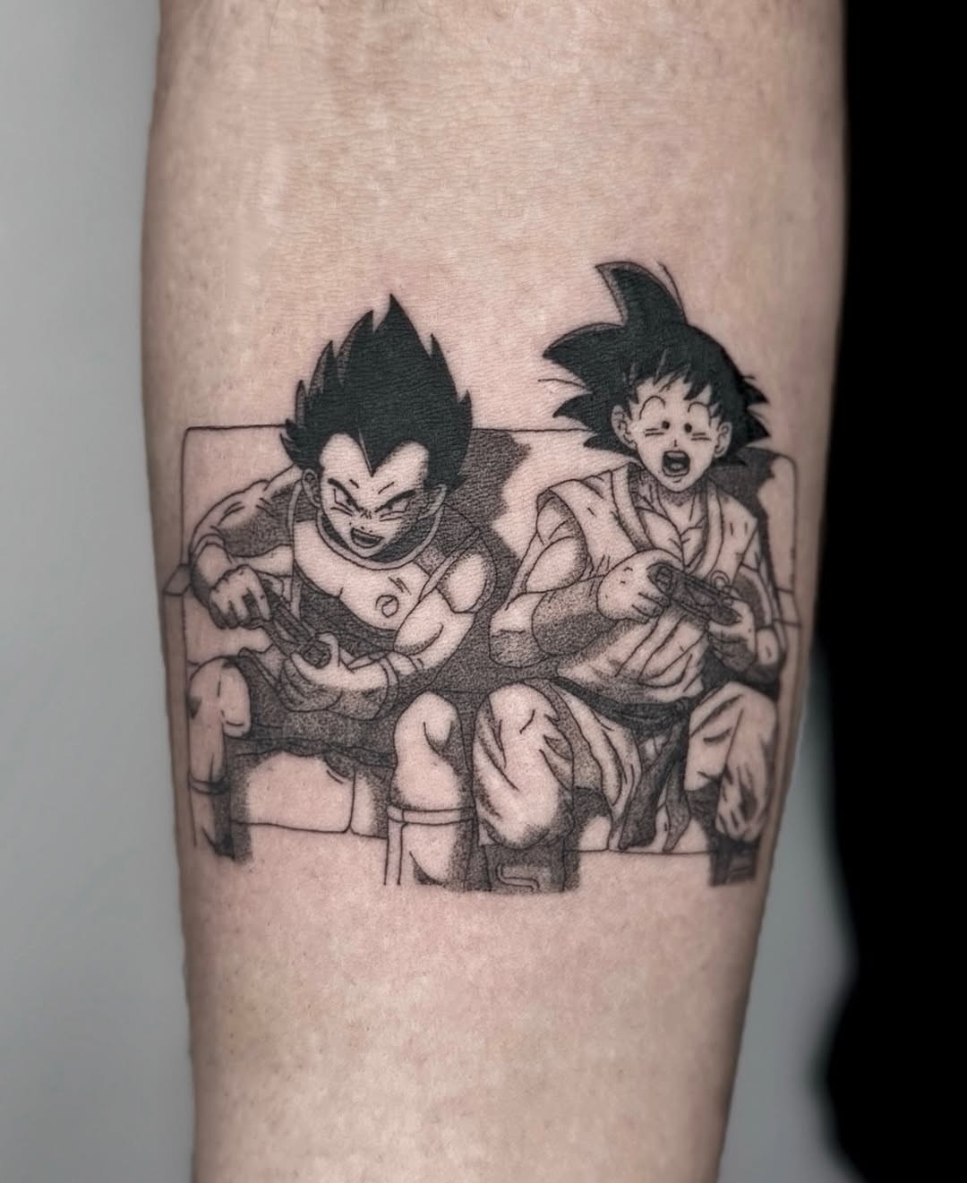 Tattoo by @a.ink.tattoo_leo — anime, black_and_grey