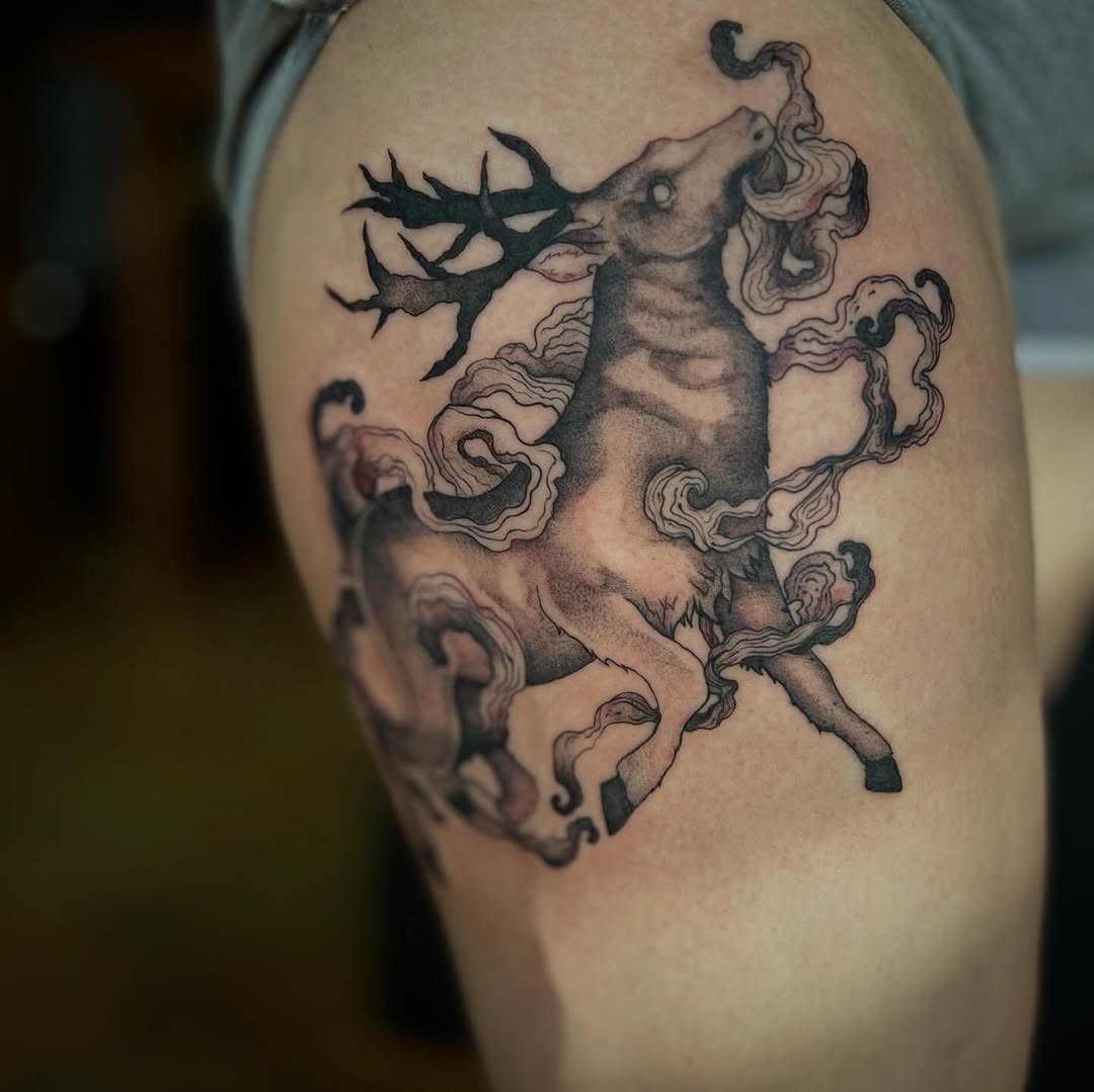 Tattoo by @popkerntattoos โ black_and_grey, dark_realism