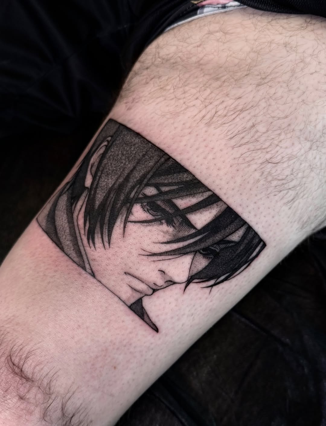 Tattoo by @lilith.belle.tattoo β anime, black_and_grey