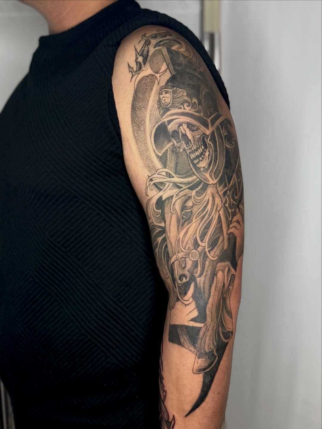 Tattoo by @needlerelic_tattoo — black_and_grey
