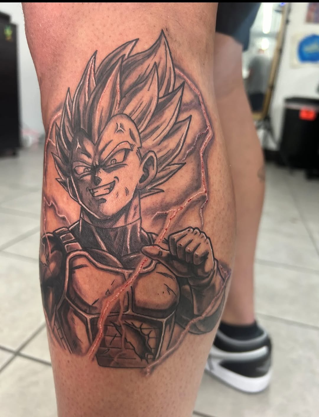 Tattoo by @crawfordtats — anime, black_and_grey