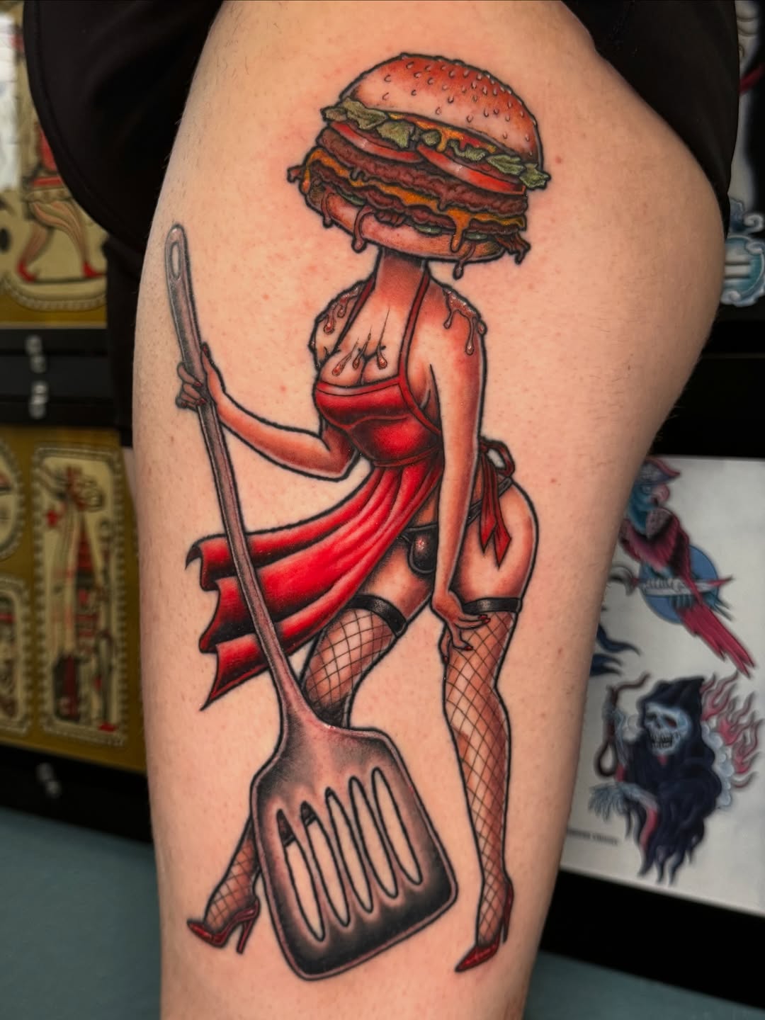 Tattoo by @inkyfruits โ new_school, trash_polka
