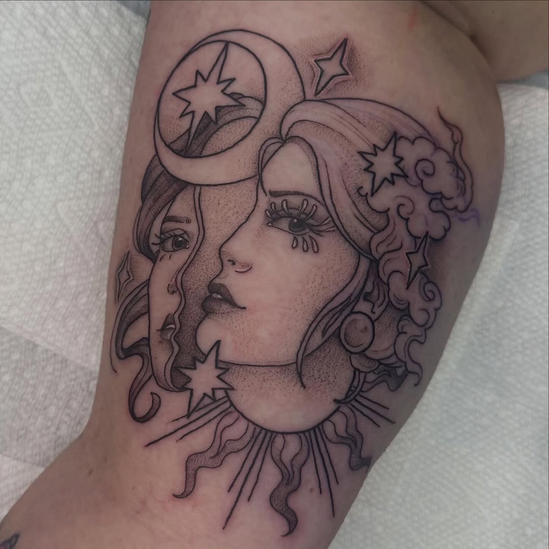 Tattoo by @tattoosbyhaas — illustrative, dotwork