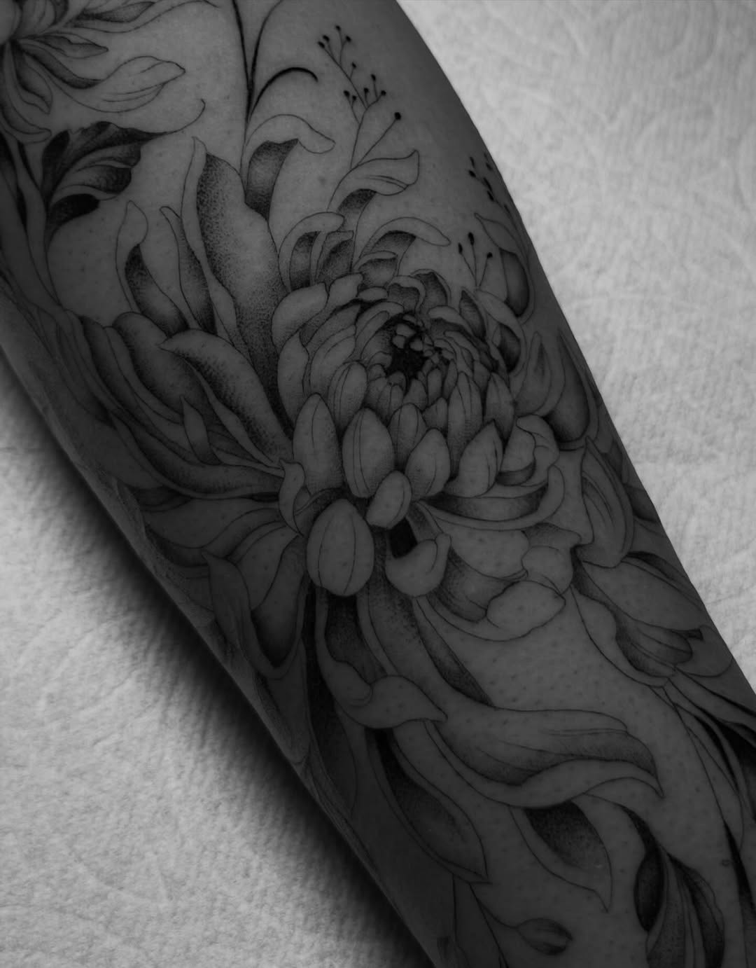 Tattoo by @cvssandra.art — black_and_grey, dotwork