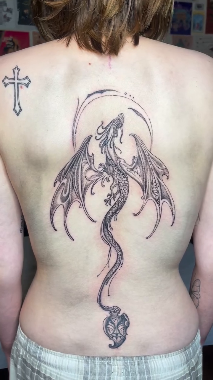 Tattoo by @dragonfly_ajja — fine_line, black_and_grey