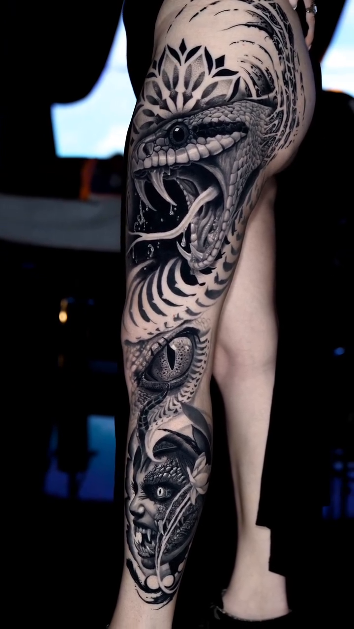 Tattoo by @pango_tattoo β dark_realism, black_and_grey