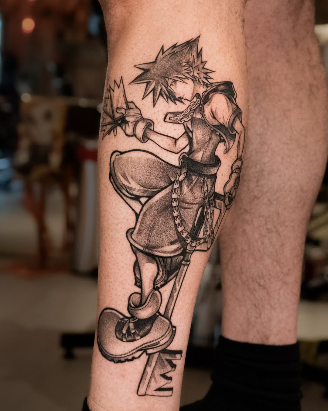 Tattoo by @mateo_tats — anime, black_and_grey