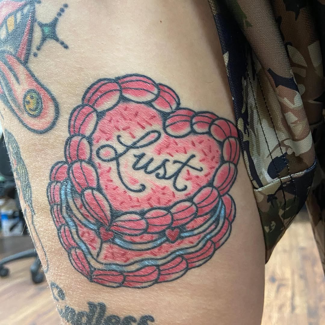 Tattoo by @electriclucy — american_traditional, lettering_script