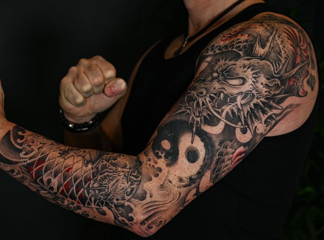Tattoo by @evian_tat โ japanese_irezumi, black_and_grey