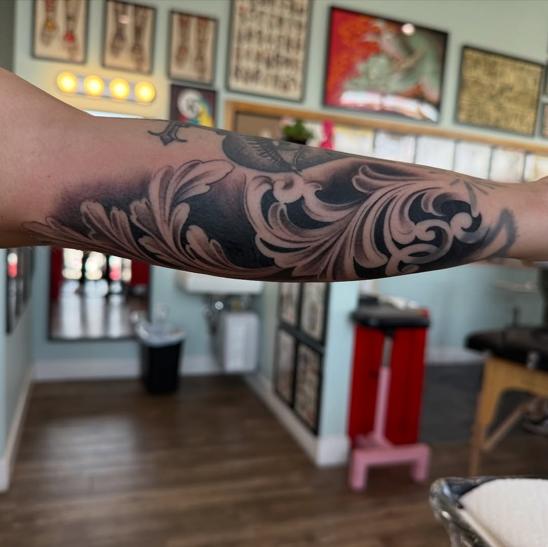 Tattoo by @artisticminded — black_and_grey, ornamental