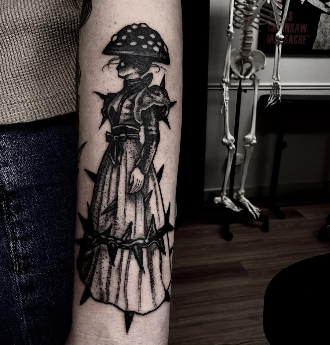 Tattoo by @briwalkertattoos — blackwork, illustrative
