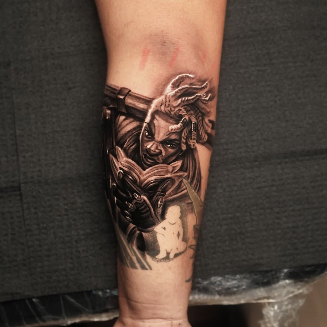 Tattoo by @alonso_tattoos โ realism, black_and_grey