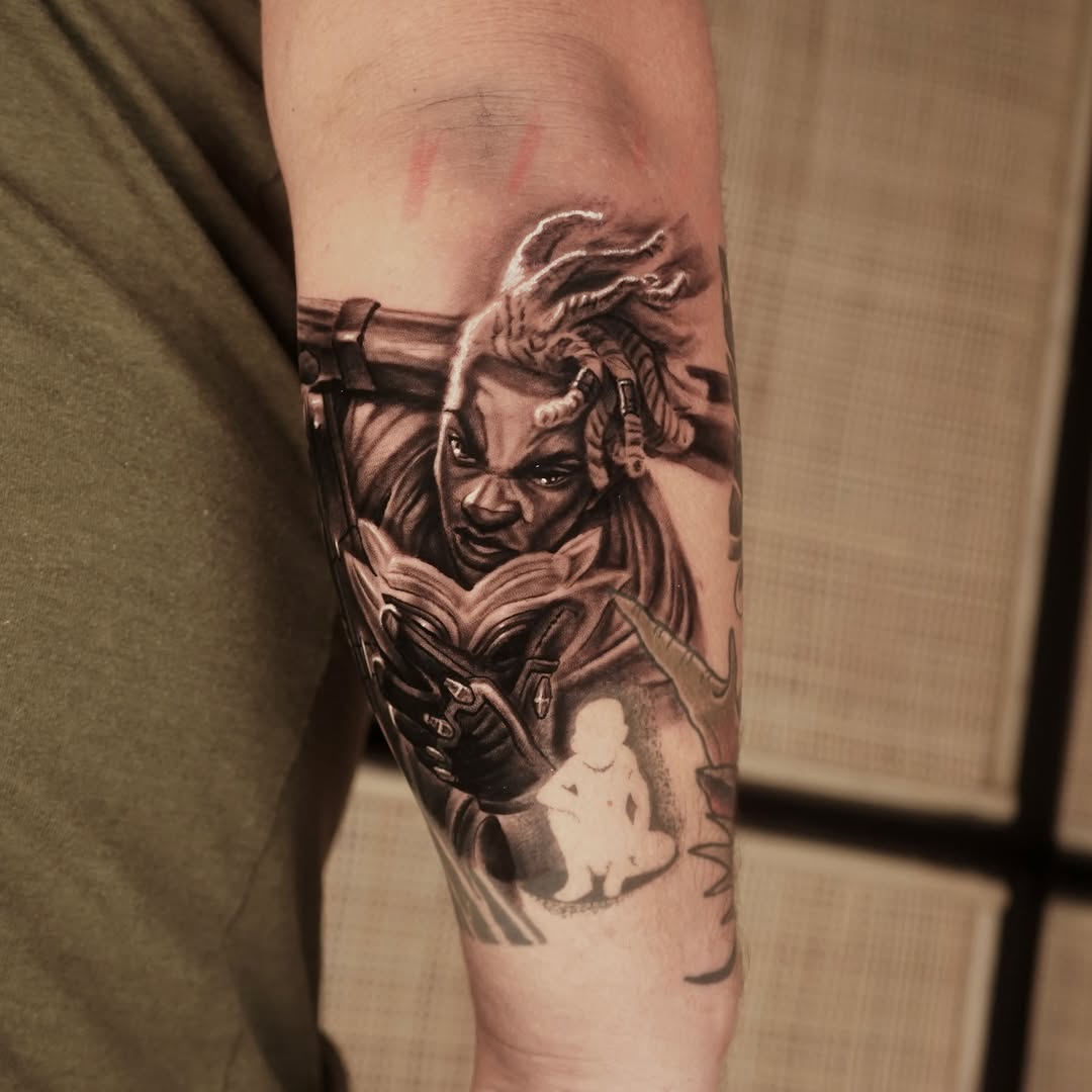 Tattoo by @alonso_tattoos โ realism, black_and_grey