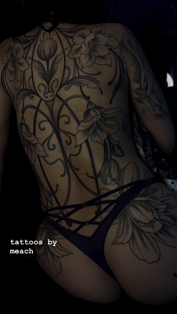Tattoo by @tattoosbymeach — black_and_grey, ornamental